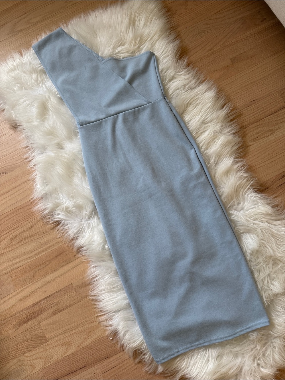 PrettyLittleThing Light Blue One-Shoulder Midi Dress